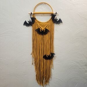 boho halloween | handmade lace bat macrame dreamcatcher